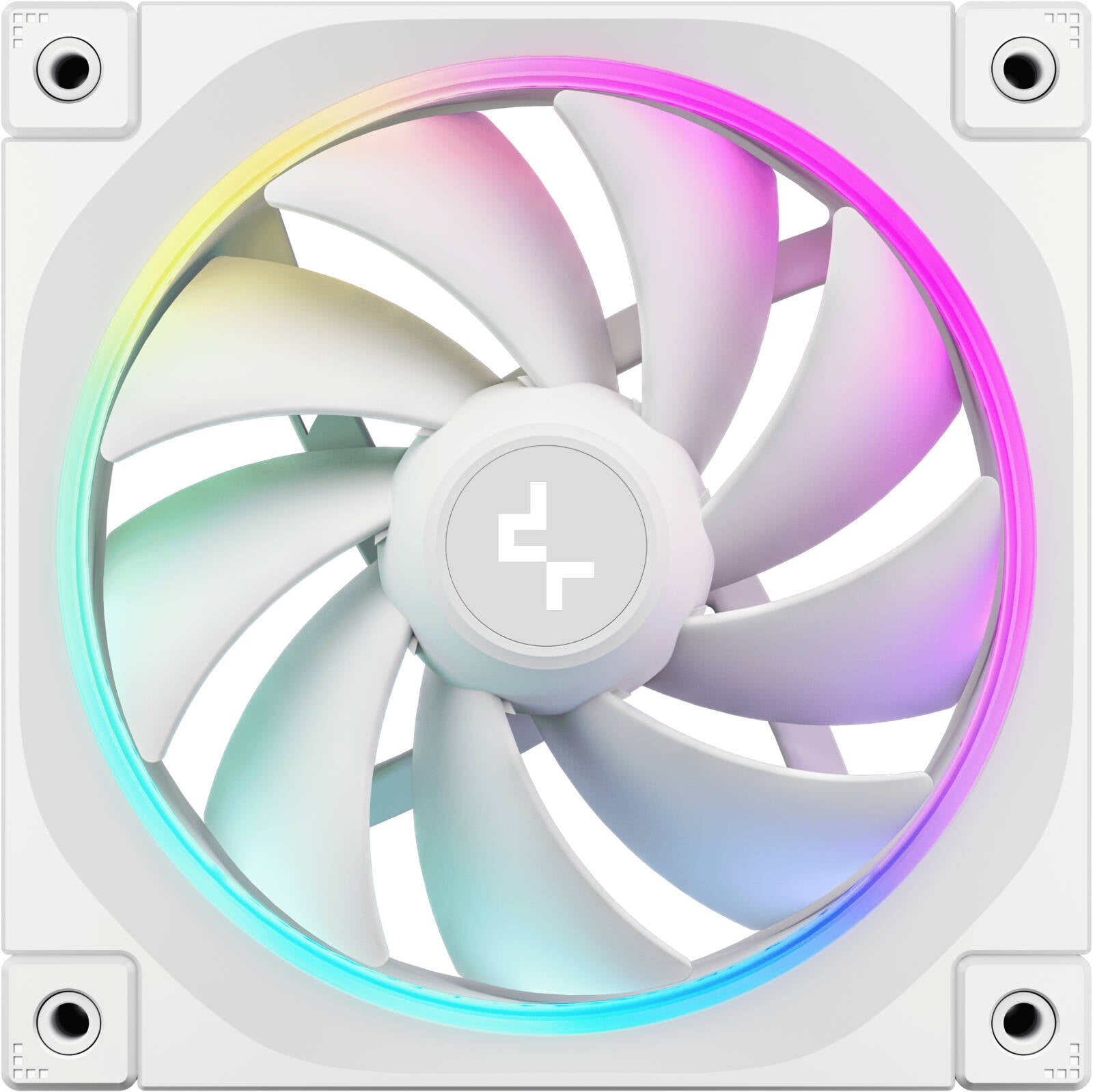 DeepCool FL12 WH 120mm Single Chassis Fan, WHITE, 2150 RPM Fan Speed, 55 CFM Fan Airflow, Fluid Dynamic Bearing Type, 4-Pin PWM Fan Connector, Addressable RGB LED