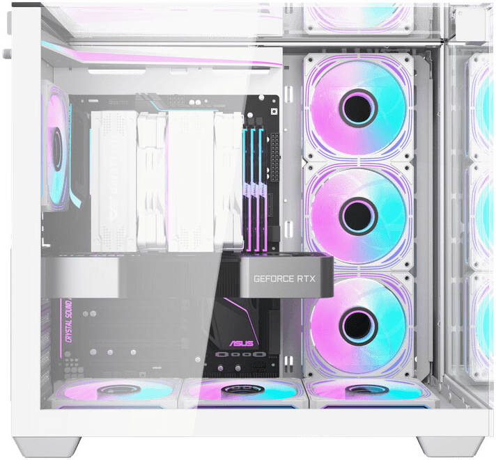 DarkFlash TH285 ATX Gaming Chassis, WHITE, 4x 120mm Pre-Installed aRGB Fans, 360mm Radiator Support, Up to 7x 120mm Fans Support, 3 Glass Panels, USB 3.0 & 2 USB 2.0 Ports | TH285