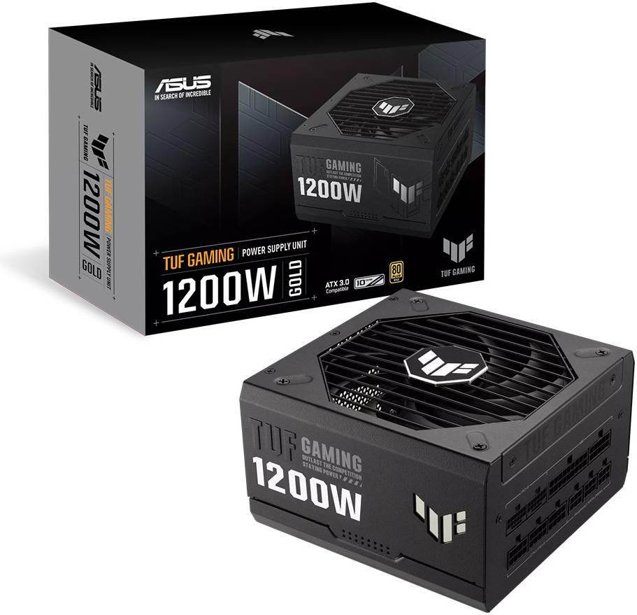 ASUS TUF Gaming 1200W 80+ Gold Fully Modular Gaming Power Supply, ATX12V, 135mm Axial Tech Fan Design, Protective PCB Coating, ATX 3.0 Compatible, Black | 90YE00S0-B0NA00