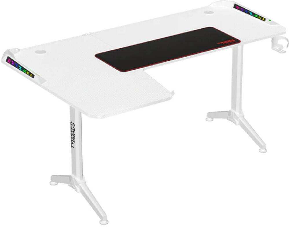 Twisted Minds RGB Corner Gaming Table, 160*100*75 cm, LEFT, White | TM-Y-LW-RGB