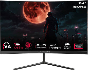 GAMEON GOC24F180VA 24 Inches VA Panel Curved Gaming Monitor, FHD Resolution, 180Hz Refresh Rate, 0.5ms MPRT Response, AMD FreeSync Technology, HDMI 2.1, Black | GOC24F180VA