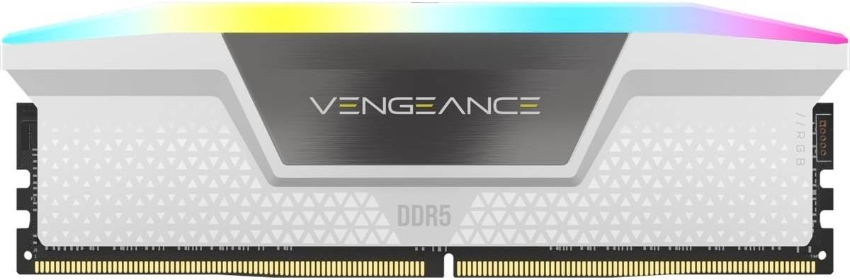 ذاكرة CORSAIR VENGEANCE سعة 32 جيجابايت (2 × 16 جيجابايت) RGB DDR5 6000 ميجا هرتز، باللون الأبيض| CMH32GX5M2B6000C40W