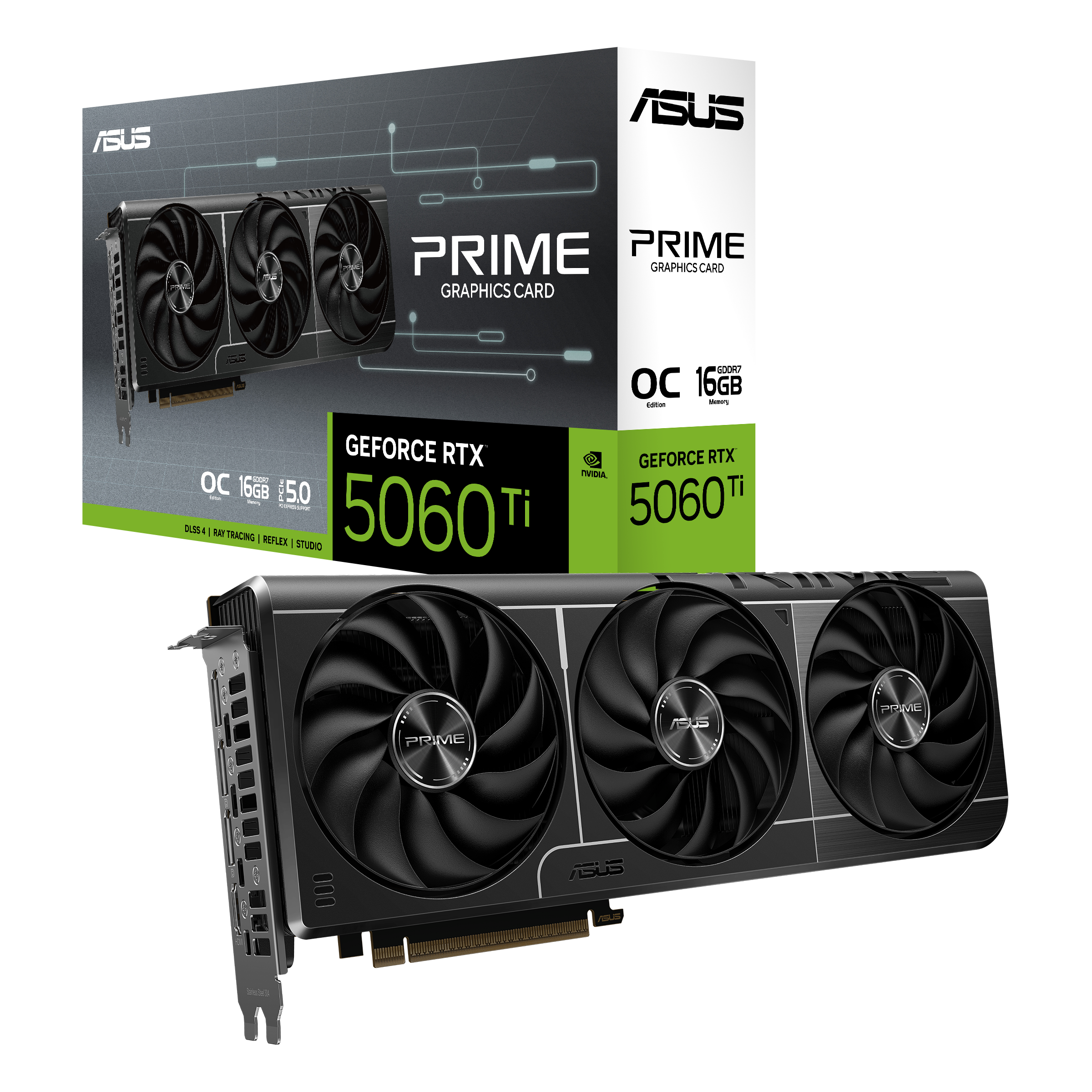 ASUS PRIME GeForce RTX™ 5060 Ti 16GB GDDR7 OC Edition,  PCI Express 5.0, 4608 CUDA Cores, 128-Bit  Gaming Graphics Card