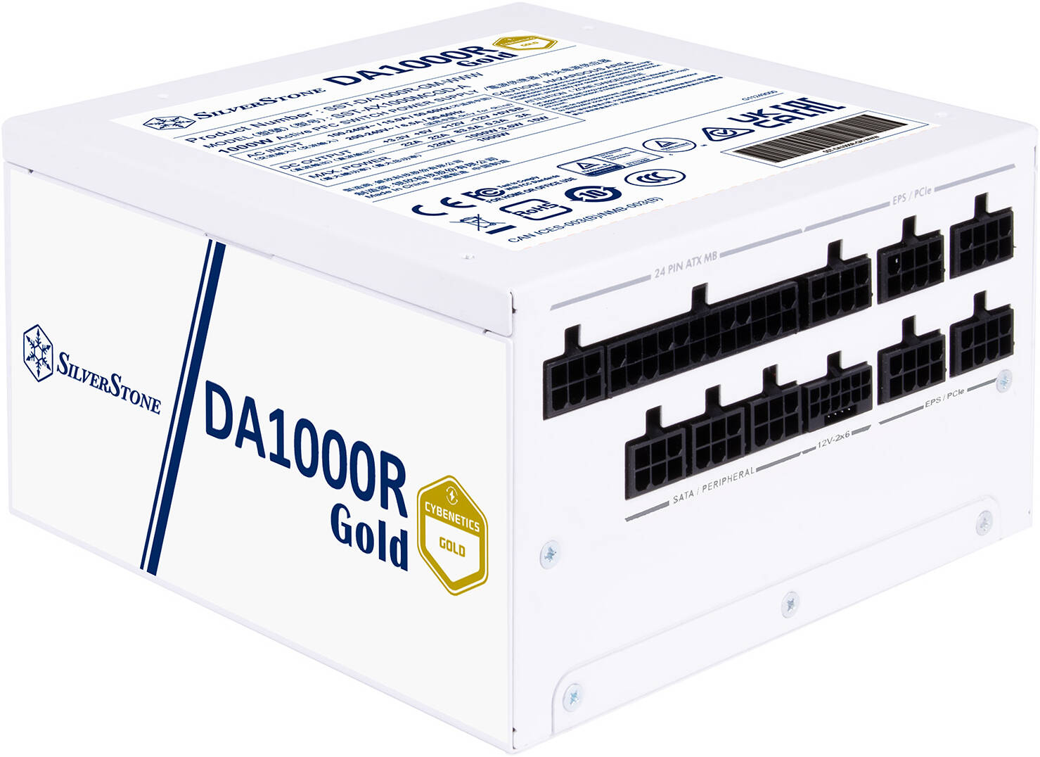 SilverStone DA1000R White 1000W 80 Plus Gold PCIe 5.0 Fully Modular ATX PSU, White | SST-DA1000R-GM-WWW