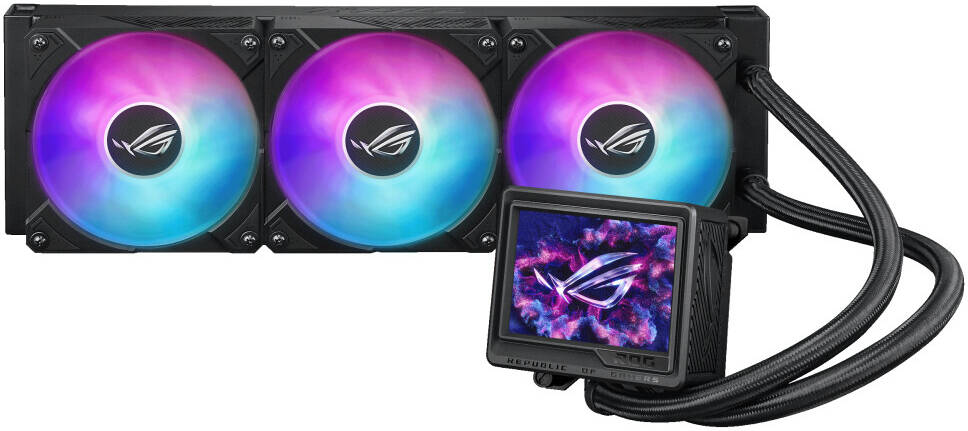 ASUS ROG Ryujin III 360 Extreme AIO ARGB Gaming Liquid CPU Cooler, 360mm Radiator, 120mm ROG Magnetic Daisy-Chainable Fan, 89.73 CFM Airflow, 2800 RPM Speed, 3.5" LCD Display, Black | 90RC0131-M0EAY0