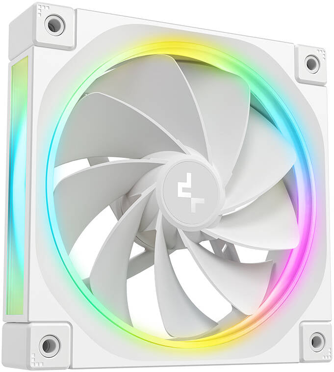 DeepCool FL12R WH 120mm Single Chassis Fan, REVERSED, WHITE, 2150 RPM Fan Speed, 55 CFM Fan Airflow, Fluid Dynamic Bearing Type, 4-Pin PWM Fan Connector, Addressable RGB LED