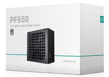 Deepcool PF650D 650W 80+ Standard Power Supply, 120mm Fan Size, Hypro Bearing, Active PFC + Double Tube Forward, Taiwan Bulk Capacitor, OPP/OVP/SCP Protection, Black | R-PF650D-HA0B-UK