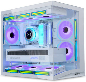 Lian-Li O11D MINI V2 Flow ATX Computer Case, WHITE, 5x 120mm PWM Reverse Fan, Up to 360mm Radiator Support, 5 Expansion Slot, 2mm Aluminum & 1mm Mesh Panel, 4.0mm Tempered Glass | O11DMIV2FW