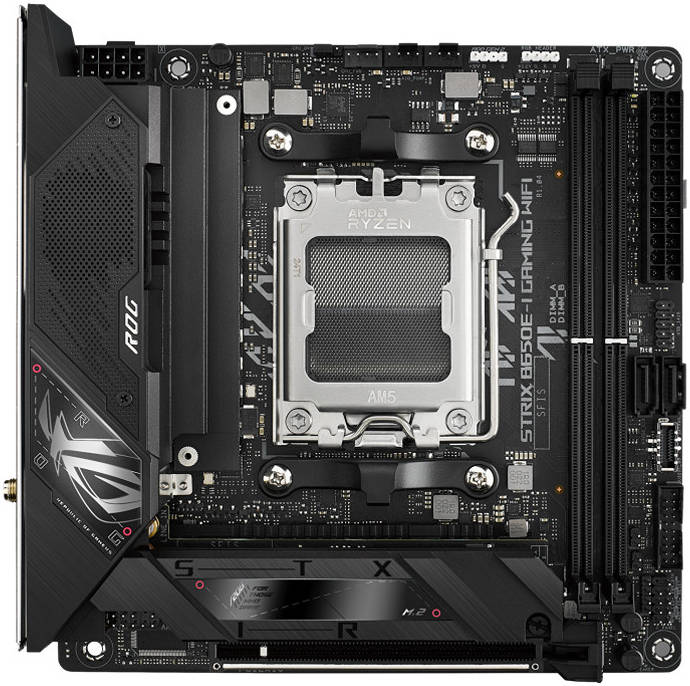 لوحة أم ASUS ROG STRIX B650E-I GAMING WIFI AM5 Mini-ITX، 2x DDR5، Wi-Fi 6E/2.5Gb Eth/ BT v5.2 | 90MB1BI0-M0EAY0