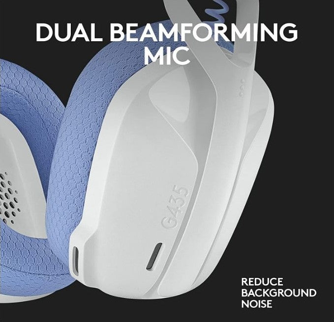 Logitech G435 Lightspeed Bluetooth Wireless Gaming Headset, White