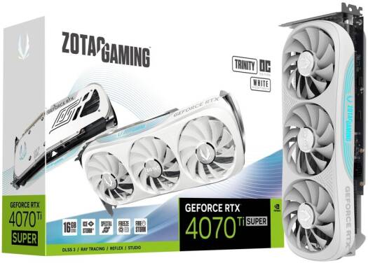ZOTAC Gaming GeForce RTX 4070 Ti SUPER Trinity White OC Edition Graphics Card, 16GB GDDR6X