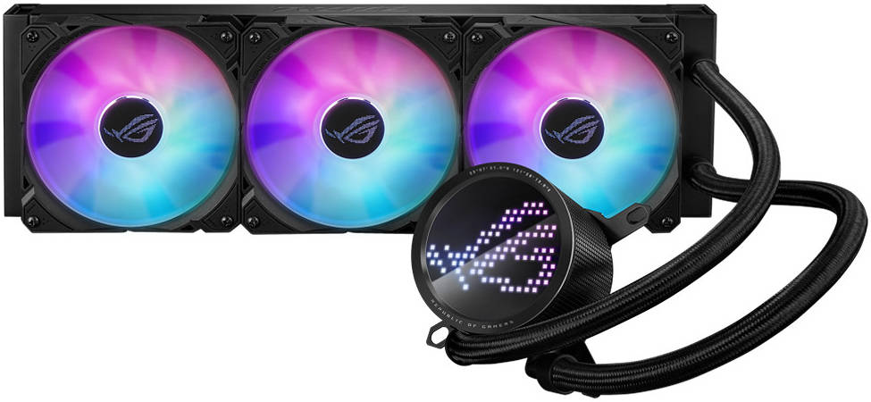 ASUS ROG Ryuo III 360 BLACK ARGB CPU Gaming Liquid Cooler, 8th Gen Asetek Pump, Anime Matrix LED, 2200 RPM Speed 3 x Fan, 2600 RPM Pump Speed, LGA 1700,1200,115X / AM5,AM4