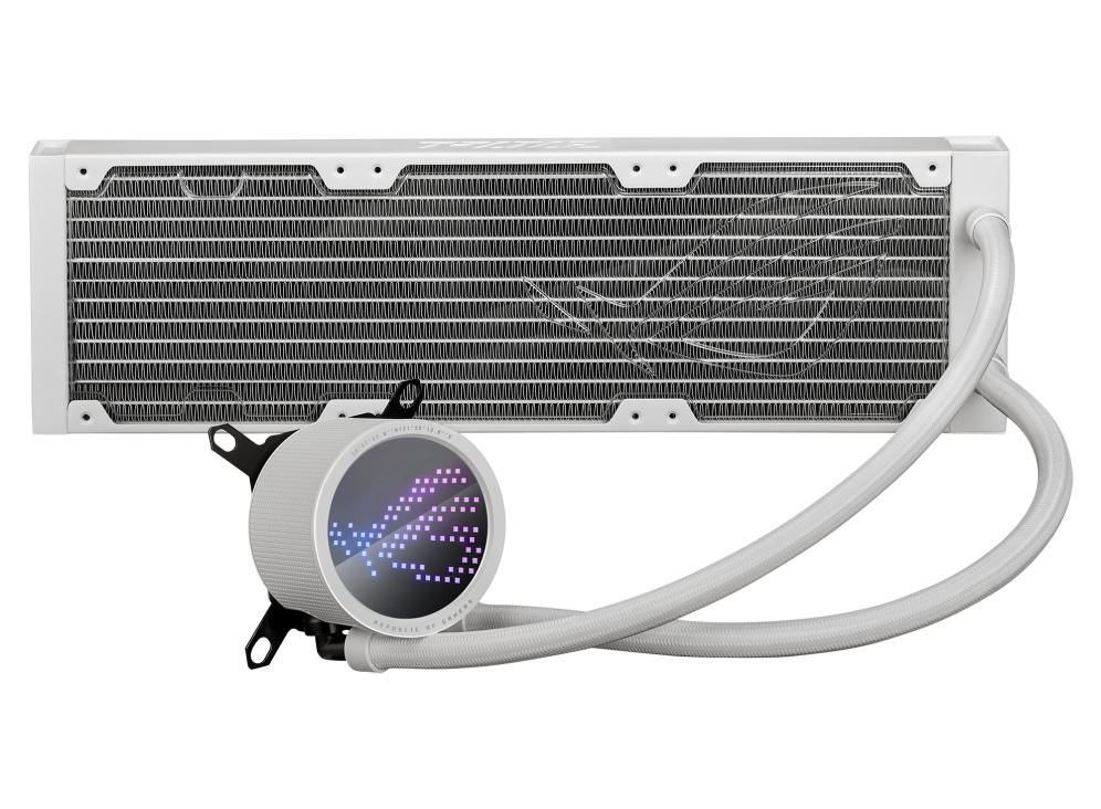 ASUS ROG Ryuo III 360 WHITE ARGB CPU Gaming Liquid Cooler, 8th Gen Asetek Pump, Anime Matrix LED, 2200 RPM Speed 3 x Fan, 2600 RPM Pump Speed, LGA 1700,1200,115X / AM5,AM4