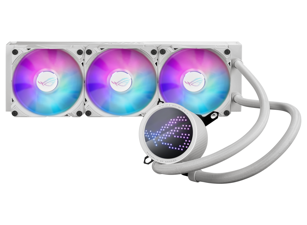 ASUS ROG Ryuo III 360 WHITE ARGB CPU Gaming Liquid Cooler, 8th Gen Asetek Pump, Anime Matrix LED, 2200 RPM Speed 3 x Fan, 2600 RPM Pump Speed, LGA 1700,1200,115X / AM5,AM4