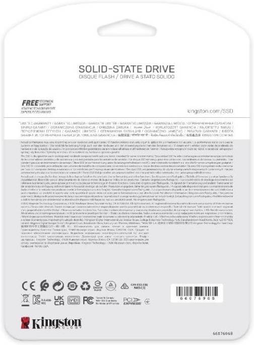 Kingston NV3 500GB PCIe 4.0 NVMe Internal SSD, M.2 2280 Form Factor, 5000 MB/s Sequential Read & 3000 MB/s Sequential Write Speed, 3D NAND Technology, 160 TBW Endurance | SNV3S/500G