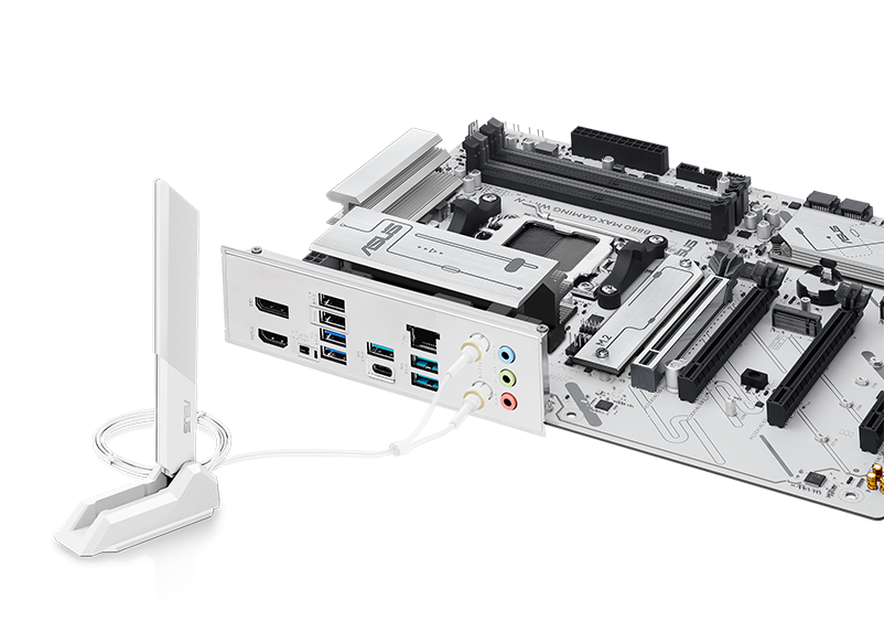 ASUS B850 MAX Gaming WIFI W DDR5 Motherboard, AMD Socket AM5, 4 X DIMM Slot, AMD Ryzen 9000 Series, White