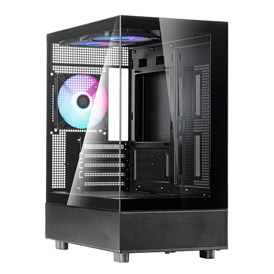 Silverstone Lucid 04 BLACK Mico ATX Gaming Chassis Panoramic Tempered Glass Case | SST-LD04-B-ARGB