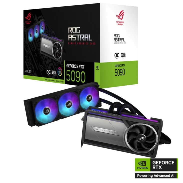 ASUS ROG ASTRAL GeForce RTX 5090 LC (Liquid Cooler) OC Edition 32GB GDDR7 512-Bit Memory 2610 MHz Boost Clock 21760 CUDA Cores PCI Express 5.0 Gaming Graphics Card | ROG-ASTRAL-RTX5090-O32G-GAMING