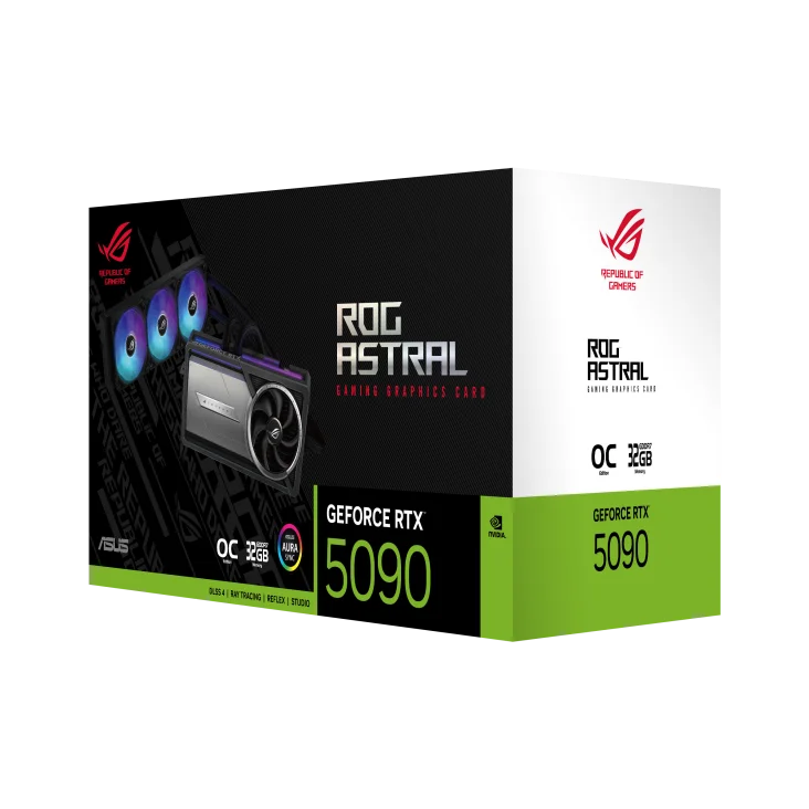 ASUS ROG ASTRAL GeForce RTX 5090 LC (Liquid Cooler) OC Edition 32GB GDDR7 512-Bit Memory 2610 MHz Boost Clock 21760 CUDA Cores PCI Express 5.0 Gaming Graphics Card | ROG-ASTRAL-RTX5090-O32G-GAMING