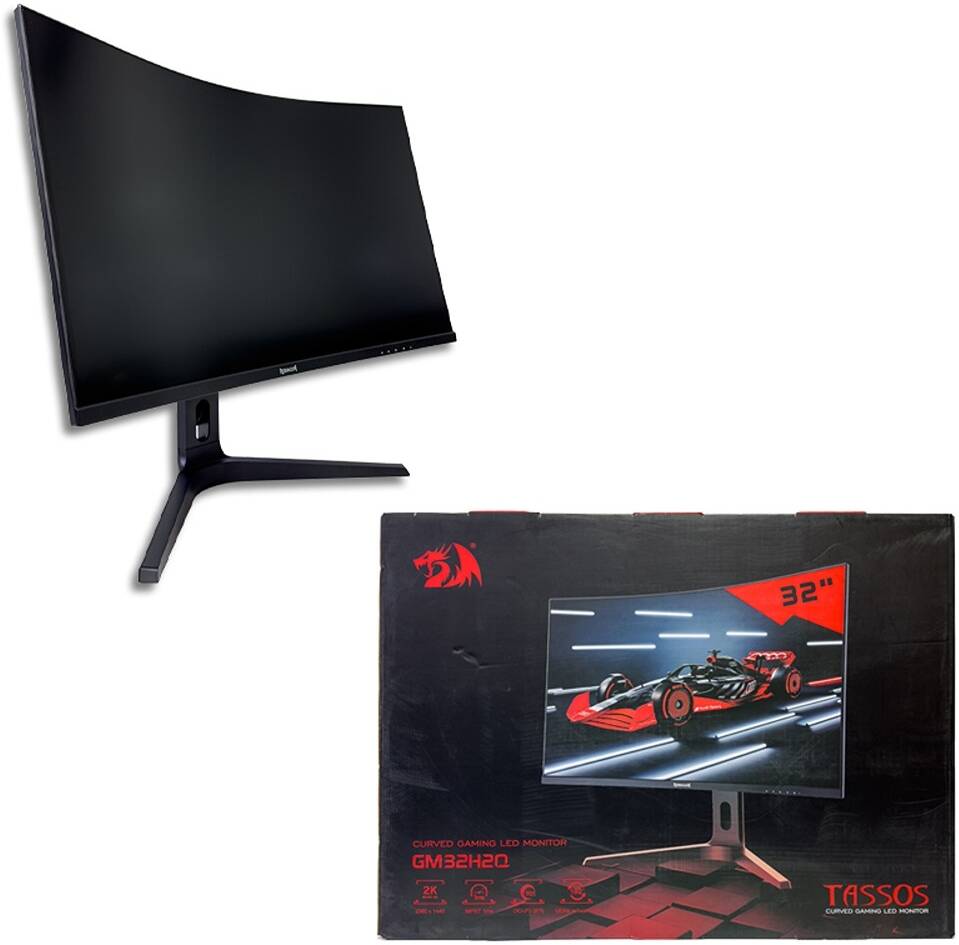 Redragon Tassos GM32H2QVA Curved Gaming Monitor, 32" VA Display, QHD Resolution (2540x1440P), 170Hz 1MS AMD FreeSync Technology, 16.7m Color Display, Black | GM32H2QVA