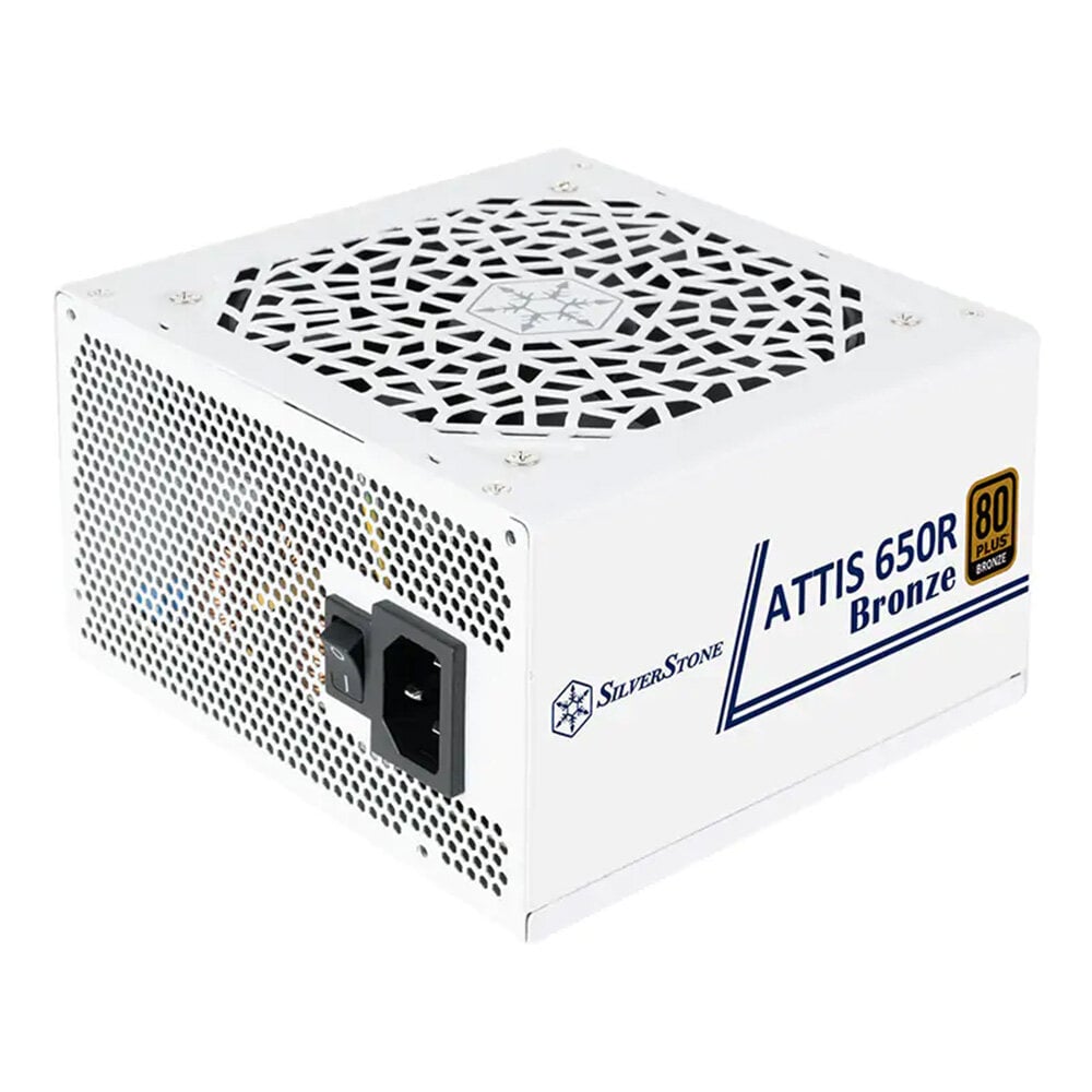 SilverStone ATTIS 650R Non-Modular Power Supply, 650W Power, 80 Plus Bronze, Silent 120mm Fan, Active PFC, Multi-Protection, ATX Form Factor, Japanese Primary Capacitor, White