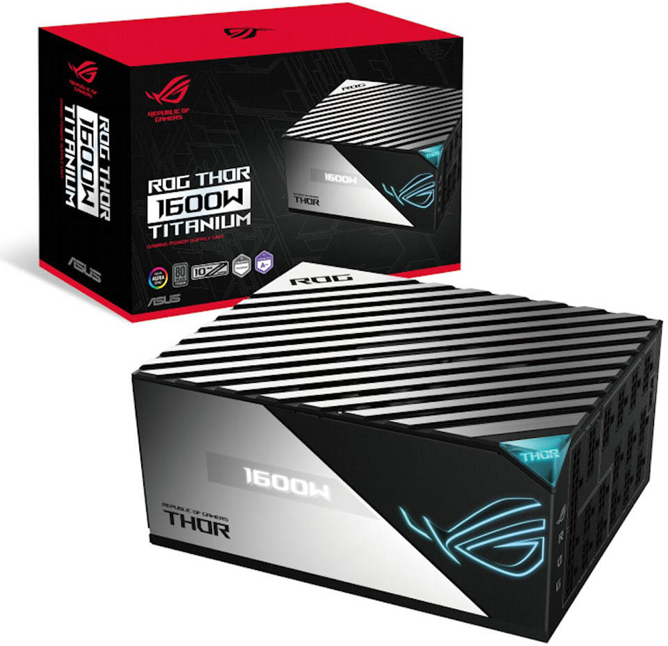 ASUS ROG Thor 1600W Titanium ATX Gaming Power Supply Unit, With Aura Sync & OLED Display, 1600W Power, 80 Plus Titanium Certification, 135mm PWM Fan, 0dB Cooling, Modular | 90YE00K0-B0NA00