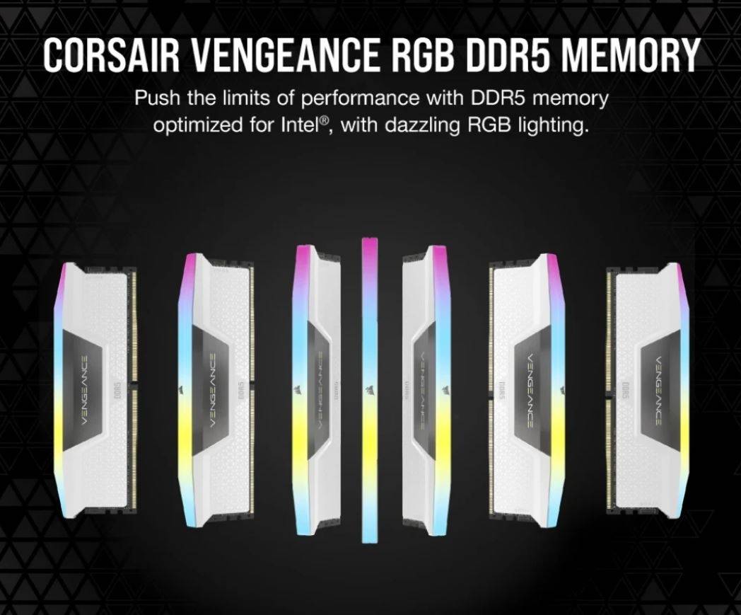 CORSAIR VENGEANCE 32GB (2 x 16GB) RGB DDR5 6400MHz, White | CMH32GX5M2W6400C36