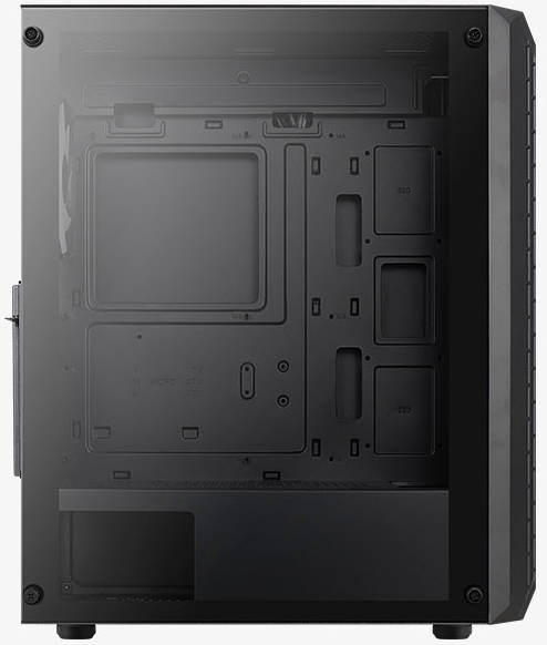 Aerocool Beam- Mid Tower ATX PC Case, Full Temp Glass Side Panel, 4 fans RGB  Black | BEAM-G-BK-V2