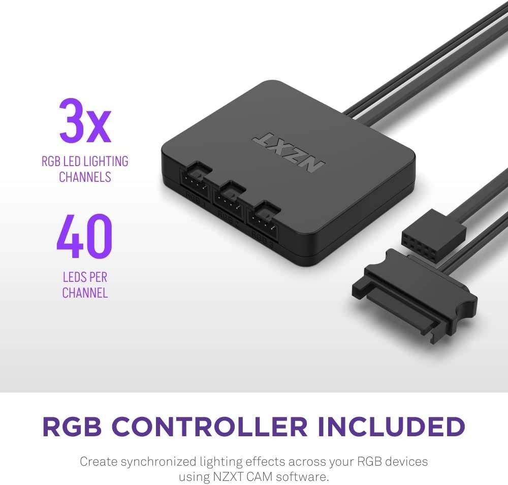 NZXT F120 RGB DUO Triple Pack Fan (RGB Fan & Controller Included) - 3x120mm Fan - Black | RF-D12TF-B1