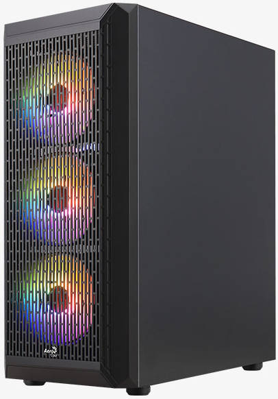 Aerocool Beam- Mid Tower ATX PC Case, Full Temp Glass Side Panel, 4 fans RGB  Black | BEAM-G-BK-V2