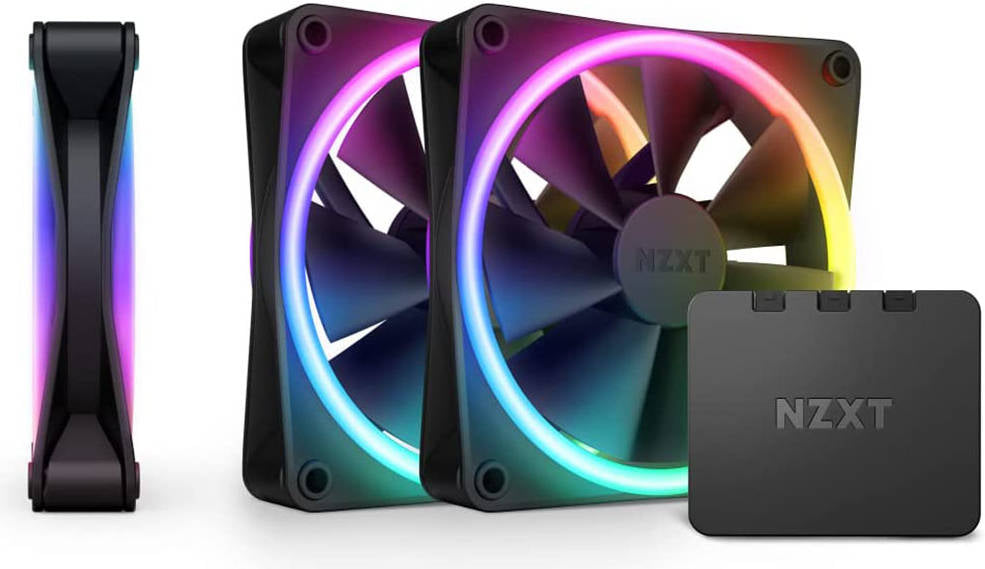 NZXT F120 RGB DUO Triple Pack Fan (RGB Fan & Controller Included) - 3x120mm Fan - Black | RF-D12TF-B1