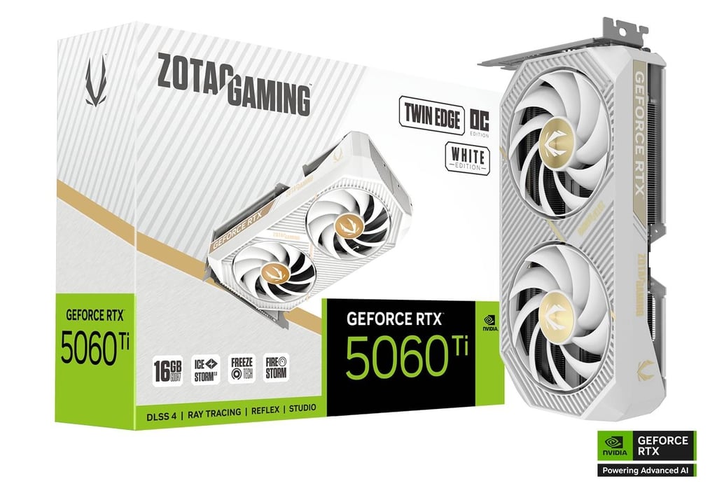 ZOTAC GAMING GeForce RTX 5060 Ti 16GB Twin Edge OC White Edition | ZT-B50620Q-10M