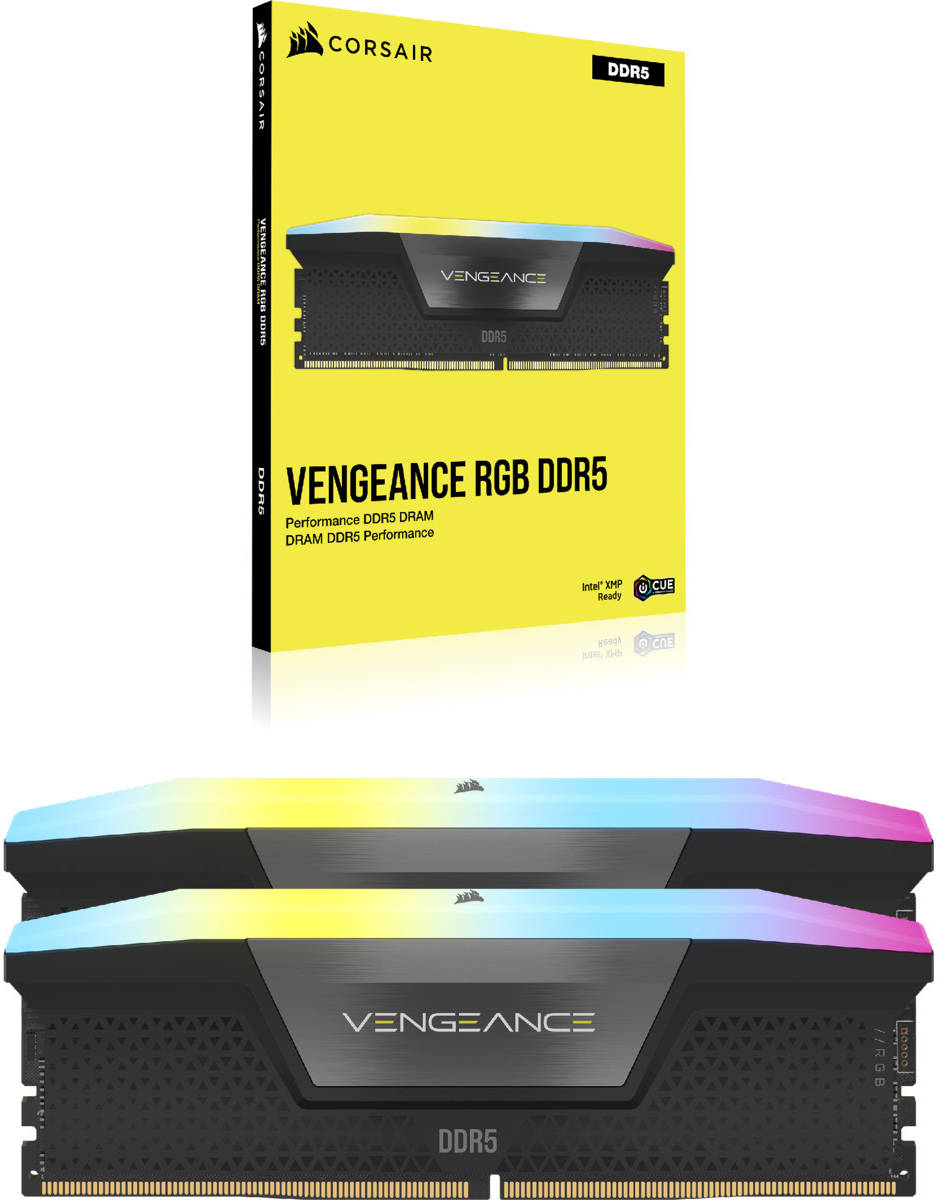 CORSAIR VENGEANCE 32GB (2 x 16GB) RGB DDR5 6000MHz, Black | CMH32GX5M2B6000C40