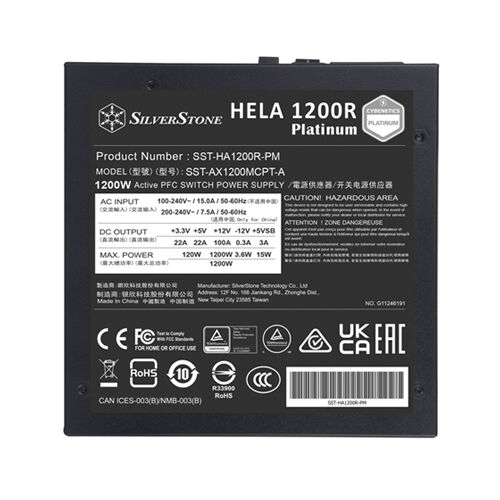 SilverStone HELA 1200R Platinum 1200W PCIe 5.0 Fully Modular ATX PSU | SST-HA1200R-PM