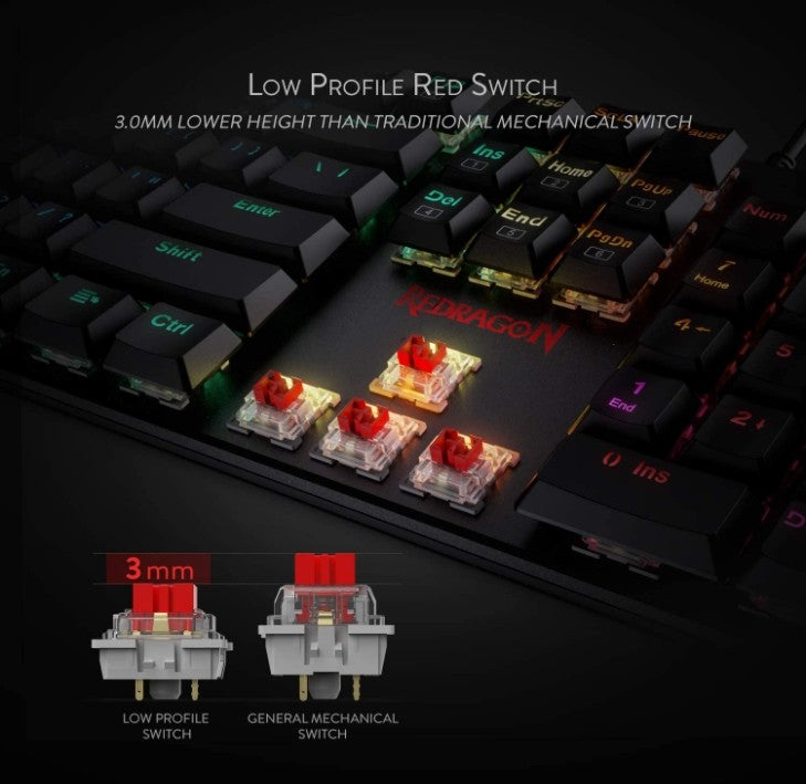 Redragon K589 Shrapnel RGB Wired Mechanical Gaming Keyboard, Red Switches - Dragon Master For Electronics