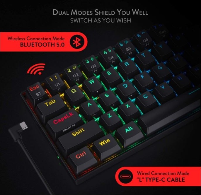 Redragon K530 Draconic 60% RGB Wired/Wireless Dual Mode Mechanical Keyboard K530RGB - Dragon Master For Electronics