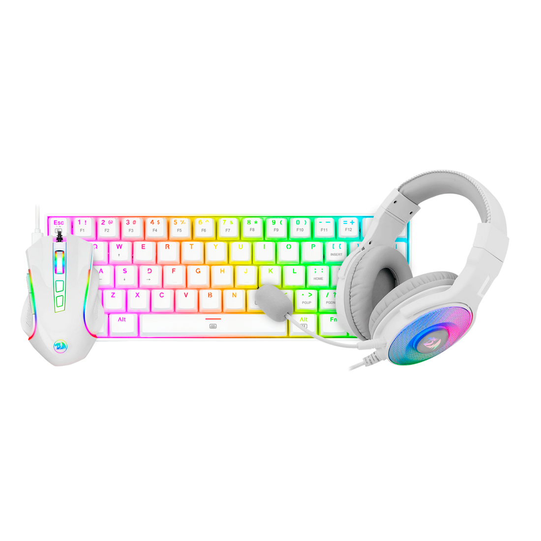 Redragon 3in1 combo: K630W-RGB + M607W+ H350W-RGB-1 white edition S129W - Dragon Master For Electronics