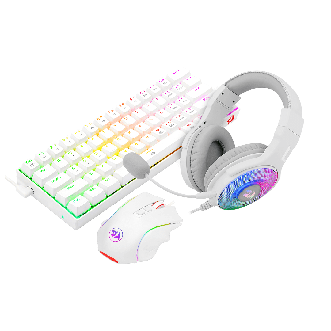 Redragon 3in1 combo: K630W-RGB + M607W+ H350W-RGB-1 white edition S129W - Dragon Master For Electronics