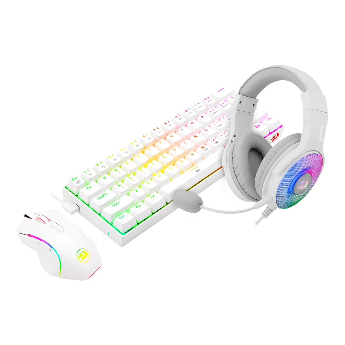 Redragon 3in1 combo: K630W-RGB + M607W+ H350W-RGB-1 white edition S129W - Dragon Master For Electronics