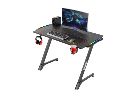 Twisted Minds Z Shaped Gaming Desk Carbon fiber texture - RGB - TM-Z-1060-RGB - Dragon Master For Electronics