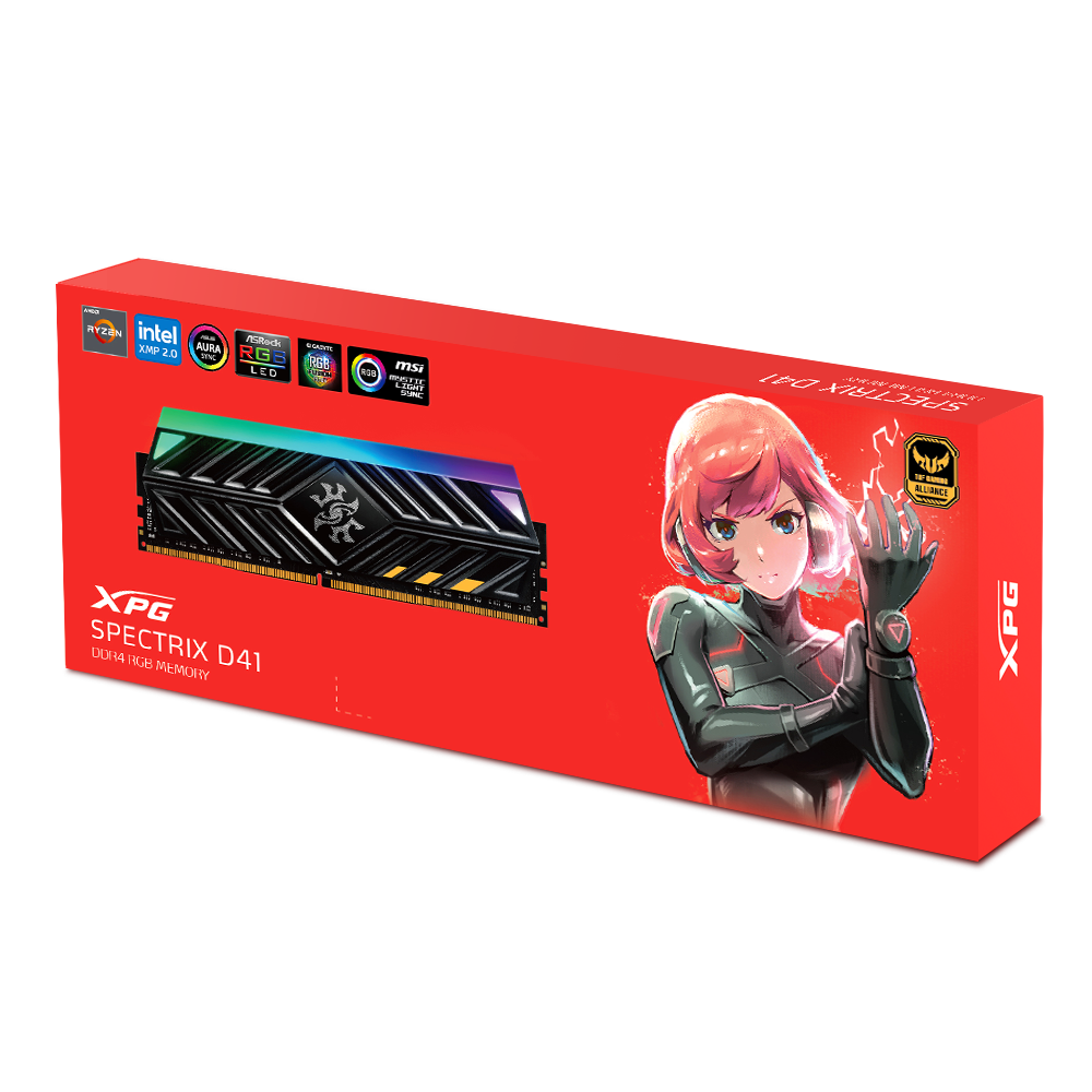 XPG Spectrix D41 16GB(16GBX1) DDR4 3600MHz RGB Grey Single Memory
