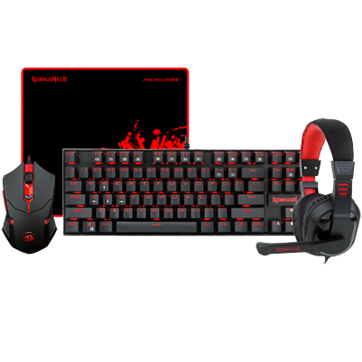 Redragon 4in1 combo K552-2, M601, H120, P001 with adapter - 4in1 combo K552-BB-2 - Dragon Master For Electronics